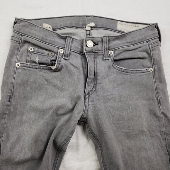 rag & bone Grey Skinny Jeans Size 27 Raw Hem Distressed Low Rise Grunge Denim - Picture 4 of 16